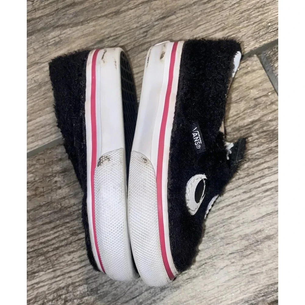 Vans Kids Toddler Baby Fuzzy‎ Black Eye Shoes Size 4 Slip On